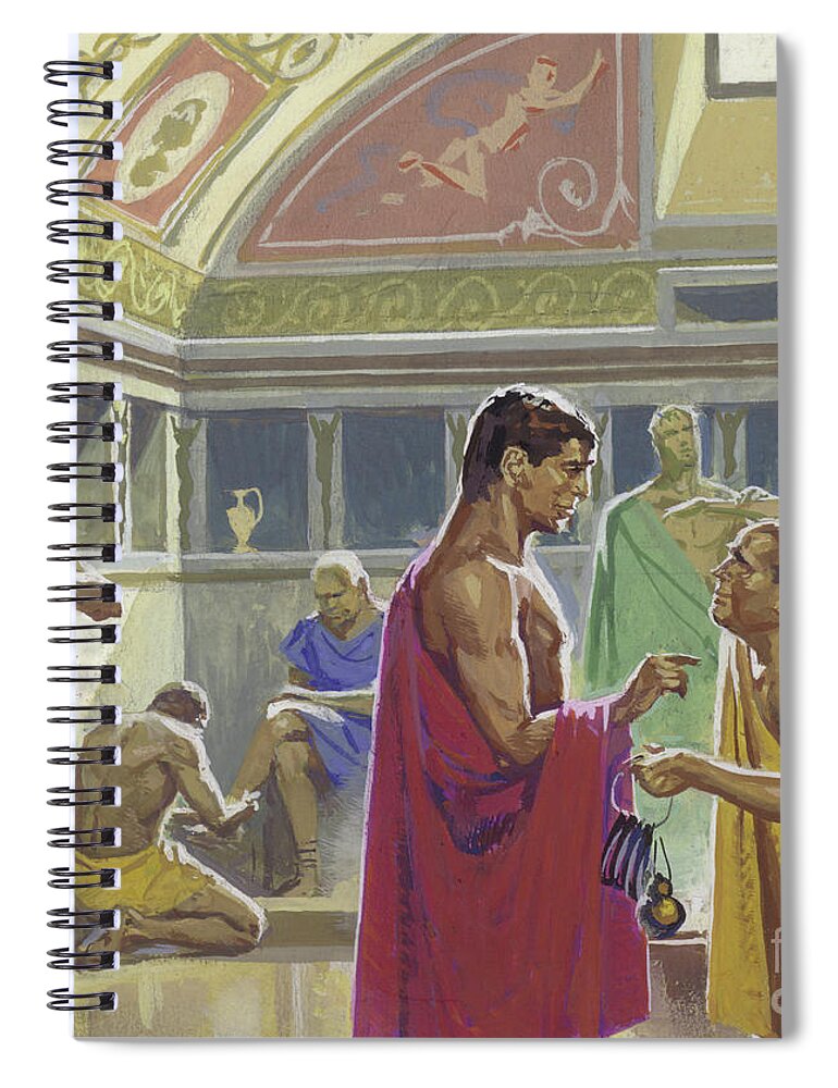 Cleanliness Spiral Notebook featuring the painting Public Baths In Ancient Rome by Severino Baraldi