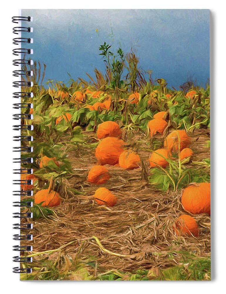 Fall Spiral Notebook featuring the digital art Pumpkin Patch in Pennsylvania by Barry Wills