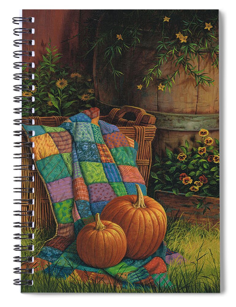 Michael Humphries Spiral Notebook featuring the painting Pumpkins and Patches by Michael Humphries