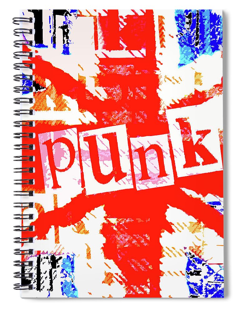 Punk Spiral Notebook featuring the digital art Punk Union Jack Graphic by Roseanne Jones