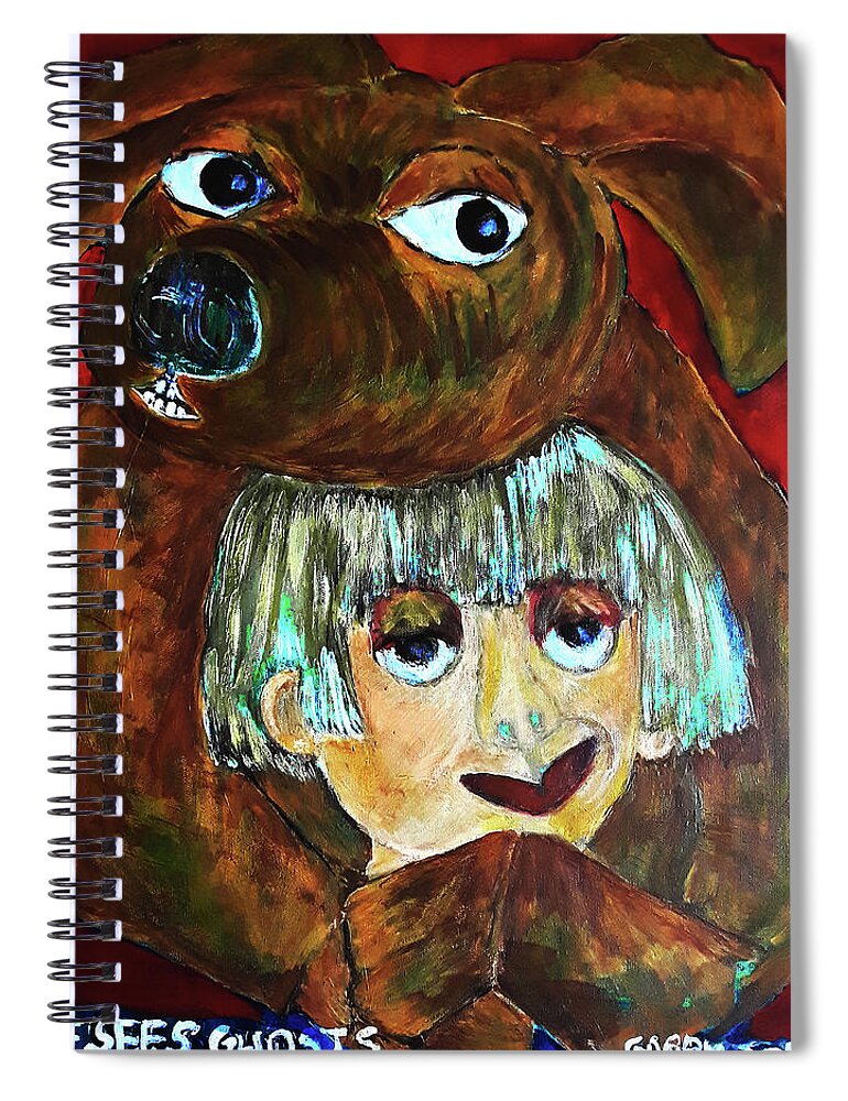 Pets Spiral Notebook featuring the painting HE SEES GHOSTS Canvas Print by Gabby Tary