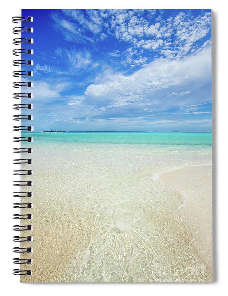 Aitutaki Spiral Notebook featuring the photograph Pure Blue Bliss by Becqi Sherman