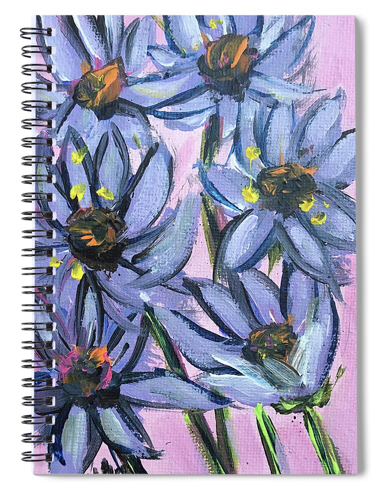 Daisies Spiral Notebook featuring the painting Purple Daisies by Roxy Rich