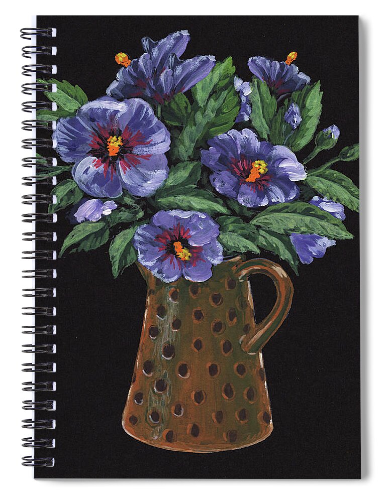 Purple Spiral Notebook featuring the painting Purple Flowers Polka Dots Vase Floral Impressionism by Irina Sztukowski