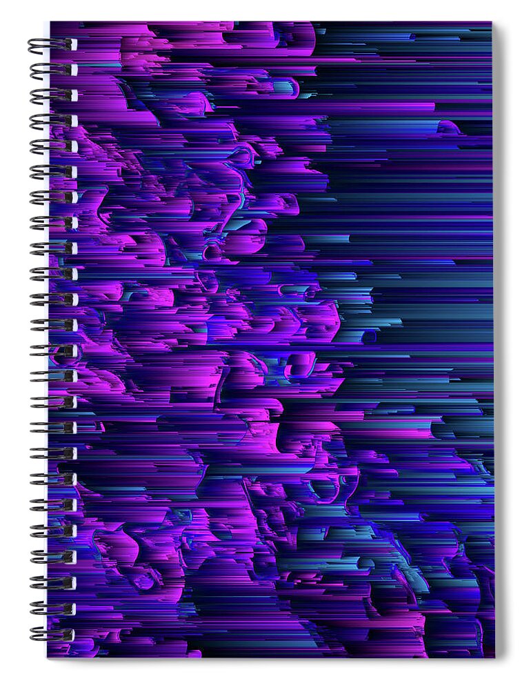 Glitch Spiral Notebook featuring the digital art Purple Haze by Jennifer Walsh