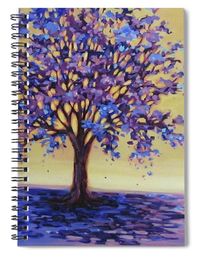 Trees Spiral Notebook featuring the painting Purple Heart by Karen Ilari