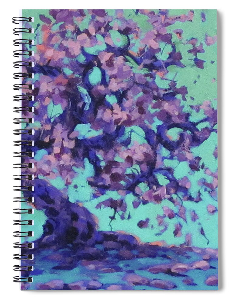Tree Spiral Notebook featuring the painting Purple Tree by Karen Ilari