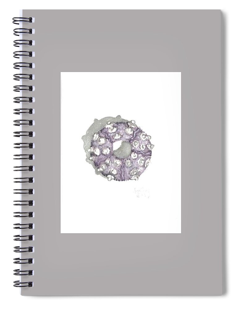 Urchin Spiral Notebook featuring the painting Purple Urchin by Maggii Sarfaty