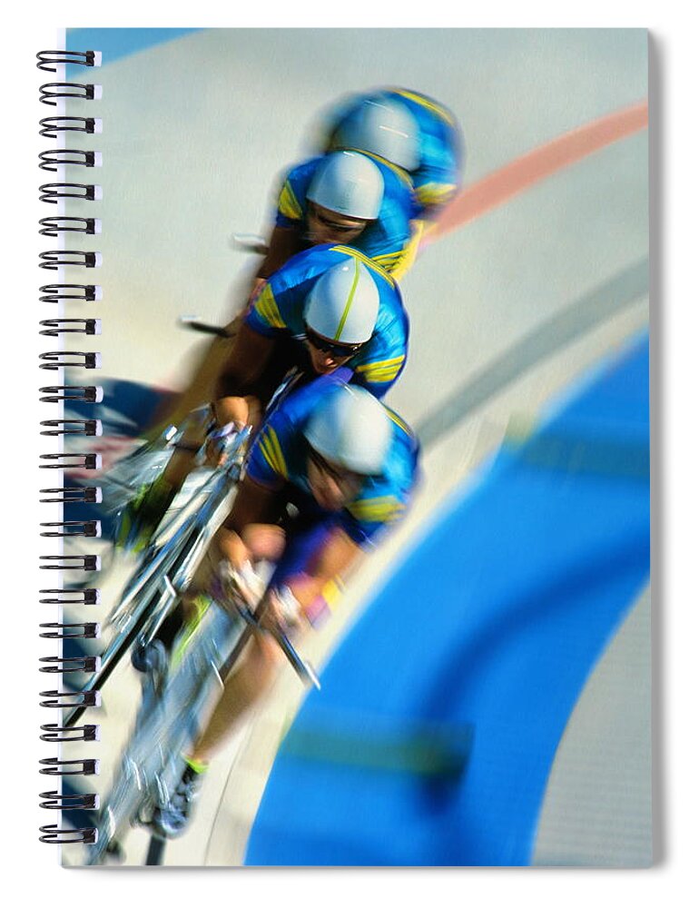 People Spiral Notebook featuring the photograph Pursuit Cycling Team In Action Blurred by David Madison