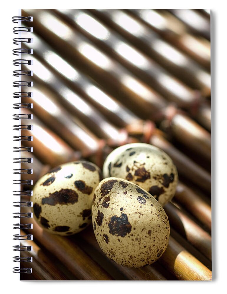 Bamboo Spiral Notebook featuring the photograph Quail Eggs by Nick Young