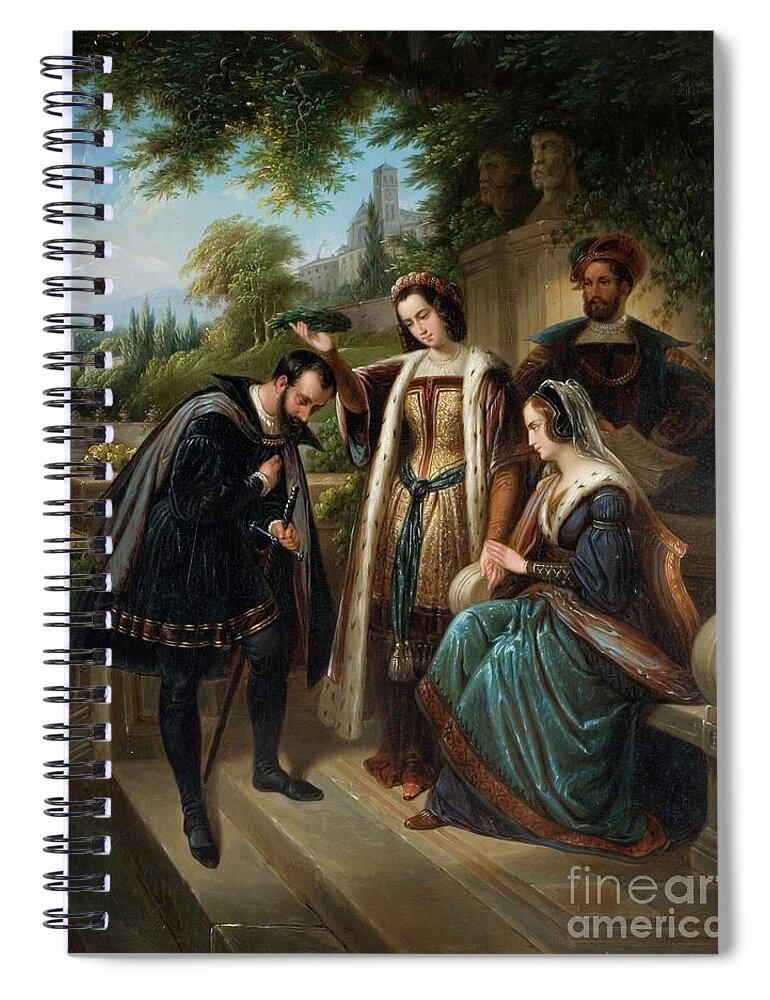 Columbus Christopher (1451-1506) Spiral Notebook featuring the painting Queen Isabella And Columbus by Henry Nelson O'neil