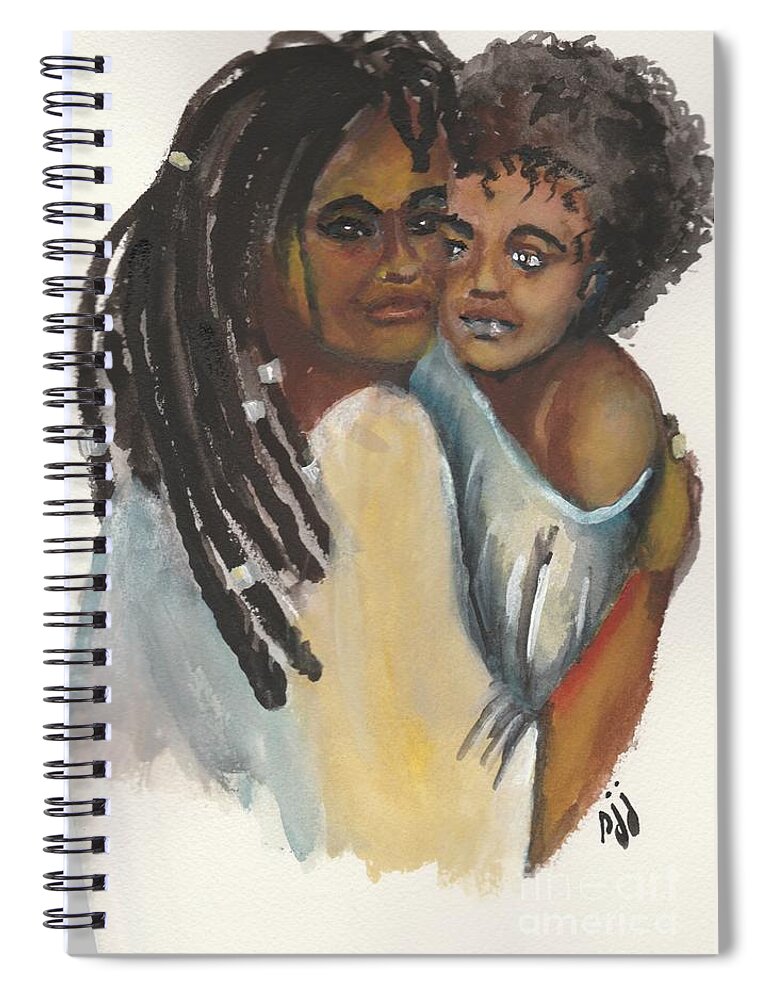 African-american Spiral Notebook featuring the painting Queen Love by Saundra Johnson