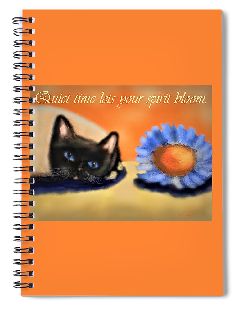 Siamese Spiral Notebook featuring the painting Quiet Time Purrfected by Angela Davies