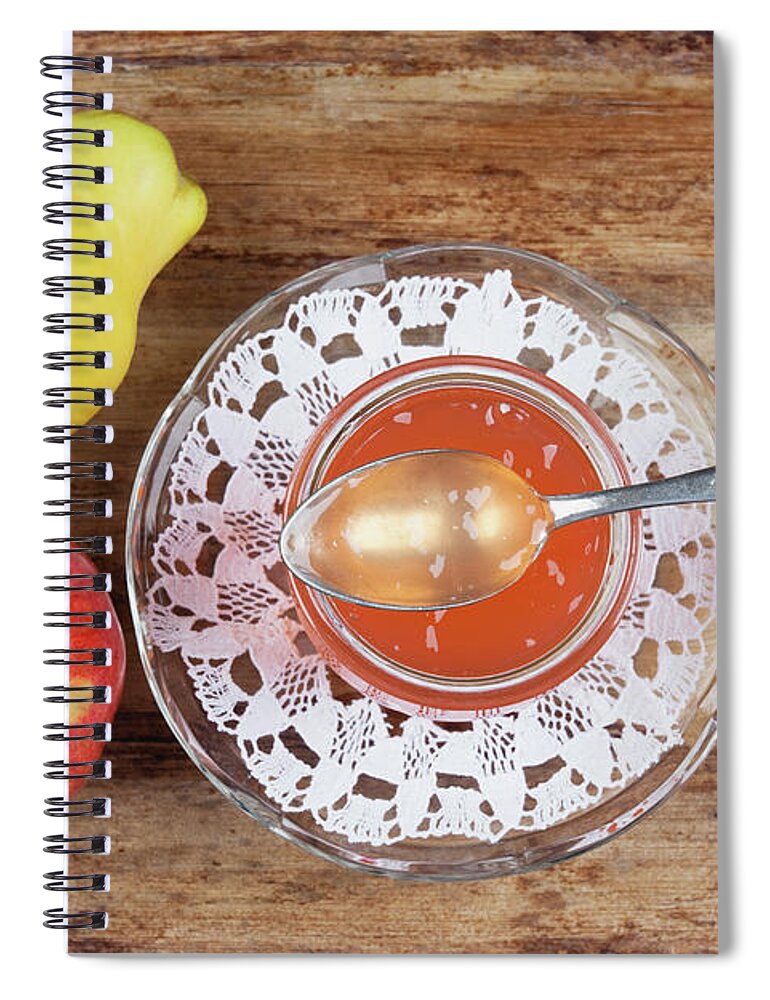 Spoon Spiral Notebook featuring the photograph Quince And Apple Jam In Jar With Fruit by Westend61