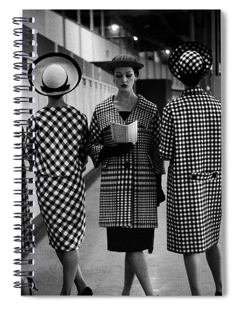 Sports Track Spiral Notebook featuring the photograph Racetrack Fashions by Nina Leen
