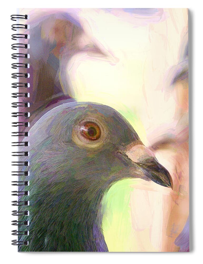 Pigeon Spiral Notebook featuring the photograph Racing Pigeons Group Impasto by Don Northup