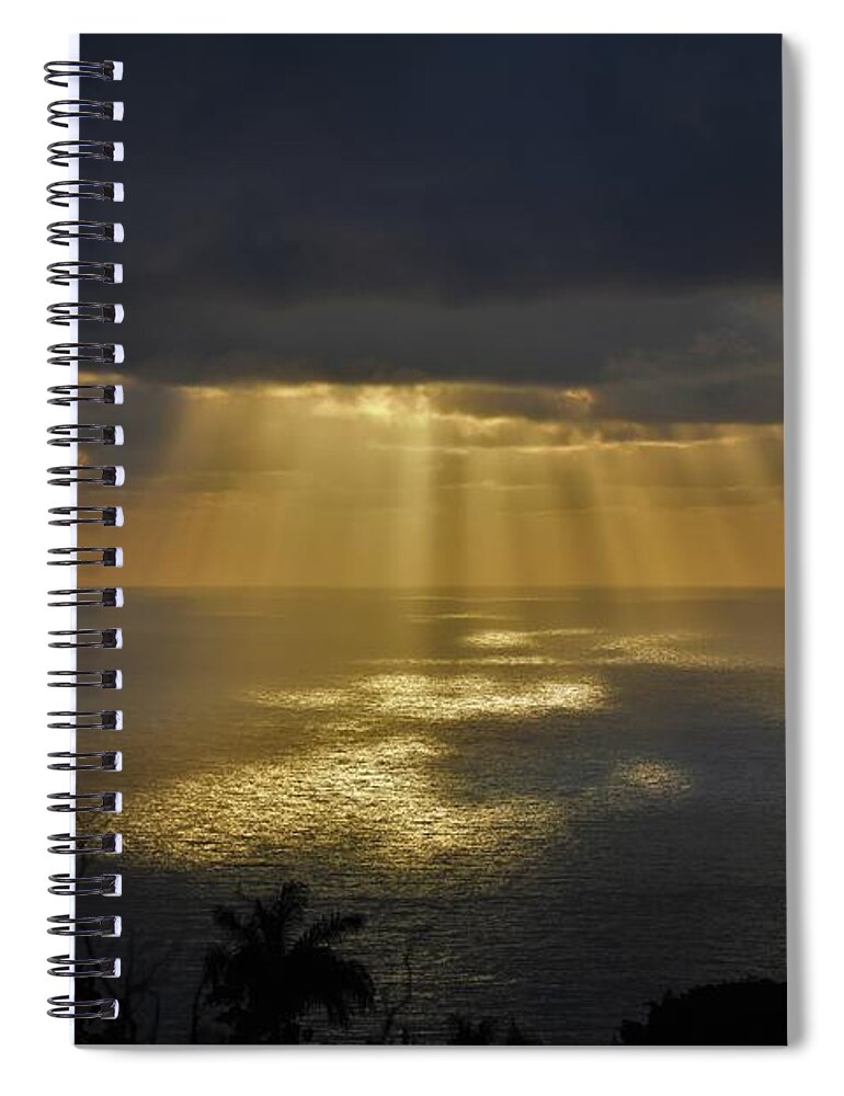 Hawaiian Sunrise Spiral Notebook featuring the photograph Radiant Golden Sunrise by Heidi Fickinger