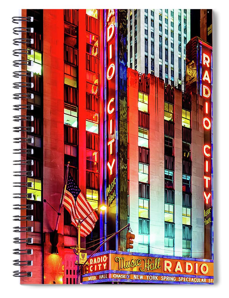 Radio City Music Hall Spiral Notebook featuring the photograph Radio City Music Hall New York by M G Whittingham