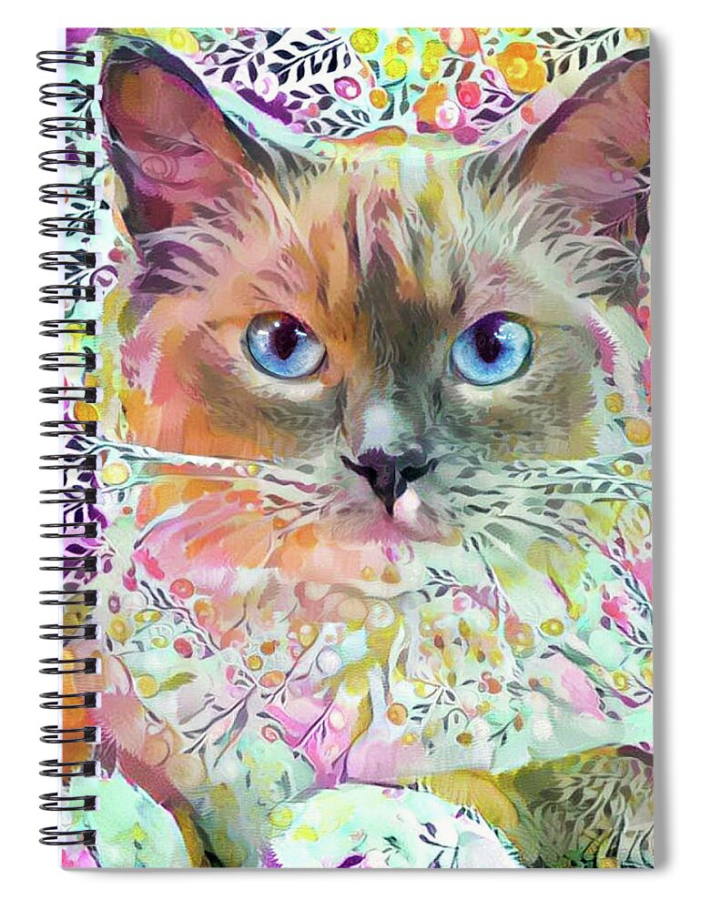 Ragdoll Cat Spiral Notebook featuring the digital art Ragdoll Cat Art by Peggy Collins
