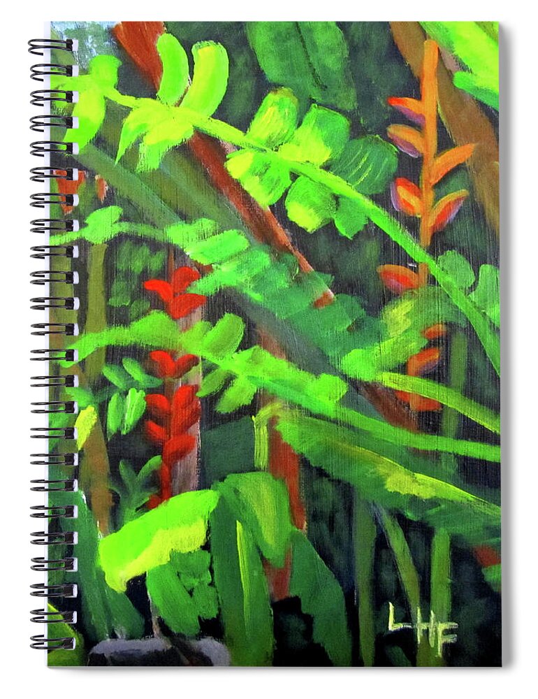 Costa Rica Spiral Notebook featuring the painting Rain Forest Memories by Linda Feinberg