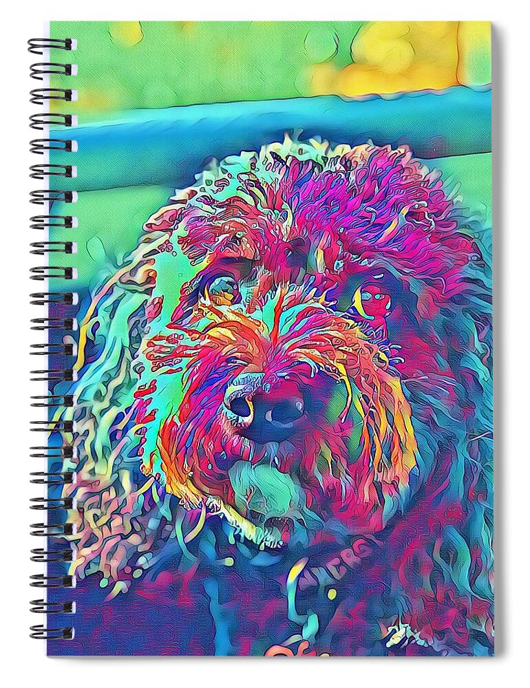  Spiral Notebook featuring the digital art Rainbow Pup by Cindy Greenstein