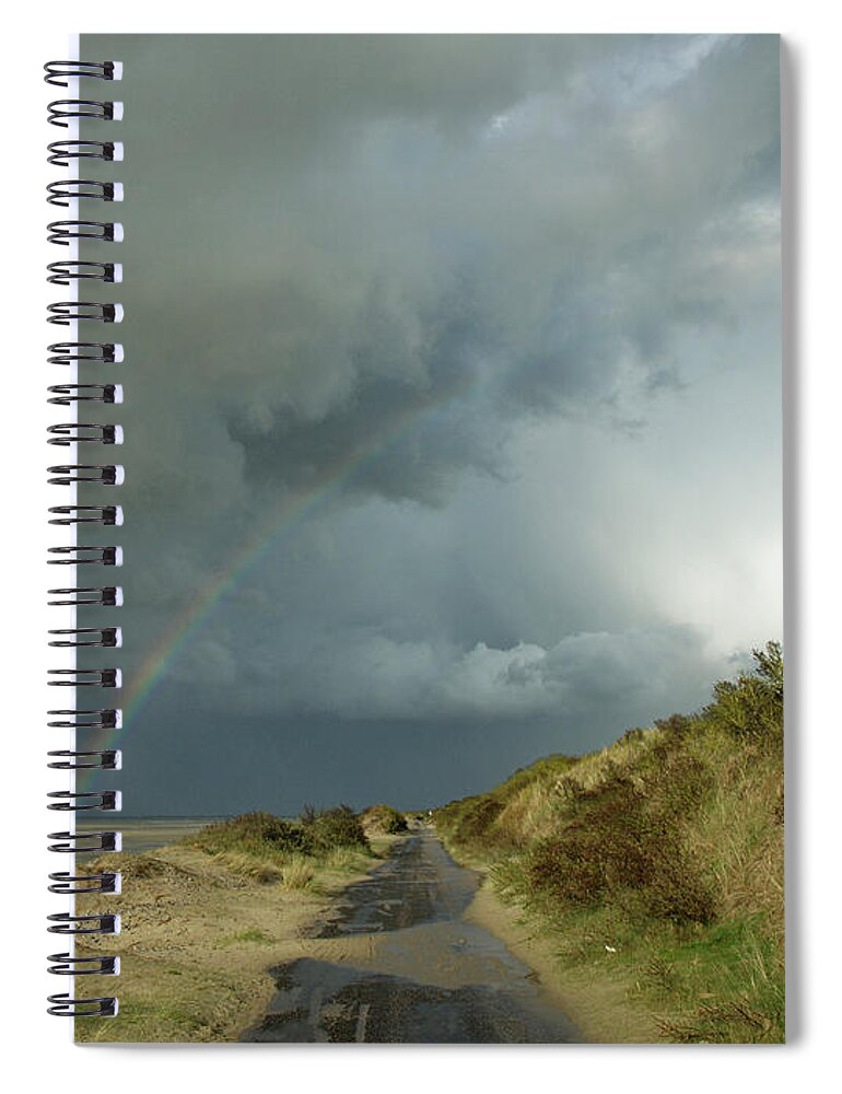 Scenics Spiral Notebook featuring the photograph Rainbow Storm by Guillaume Temin