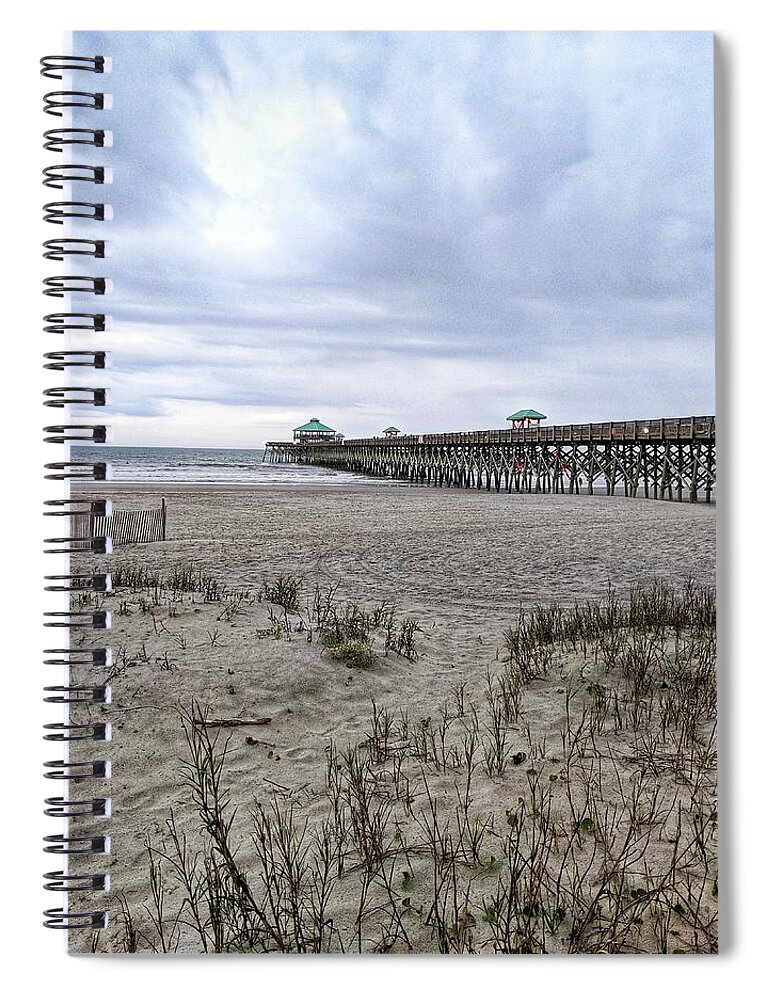 Cloudy Spiral Notebook featuring the photograph Rainy Beach Day by Portia Olaughlin