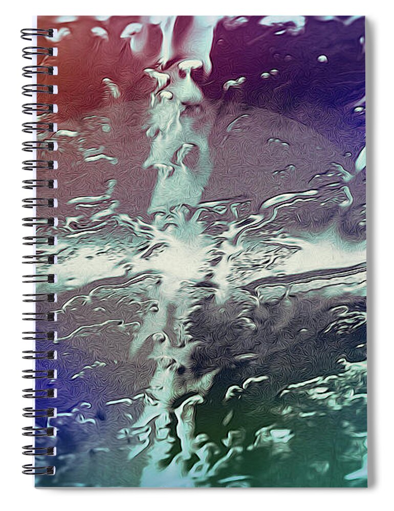 Windows Spiral Notebook featuring the photograph Rainy Window Abstract by Cathy Kovarik