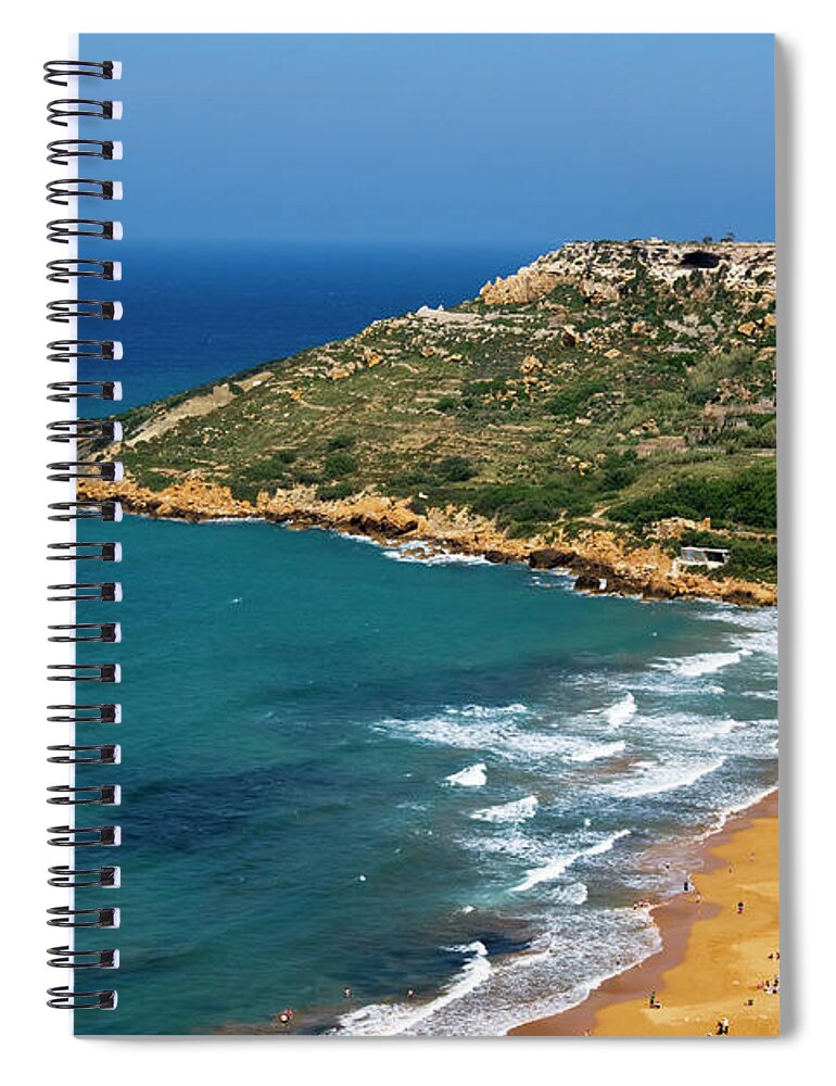 Town Spiral Notebook featuring the photograph Ramla Bay , Gozo, Malta, Mediterranean by Nico Tondini