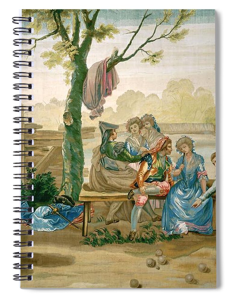 A Game Of Petanque Spiral Notebook featuring the painting Ramon Bayeu y Subiras / 'A Game of Petanque', Cartoon for a tapestry. by Ramon Bayeu y Subias -1746-1793-