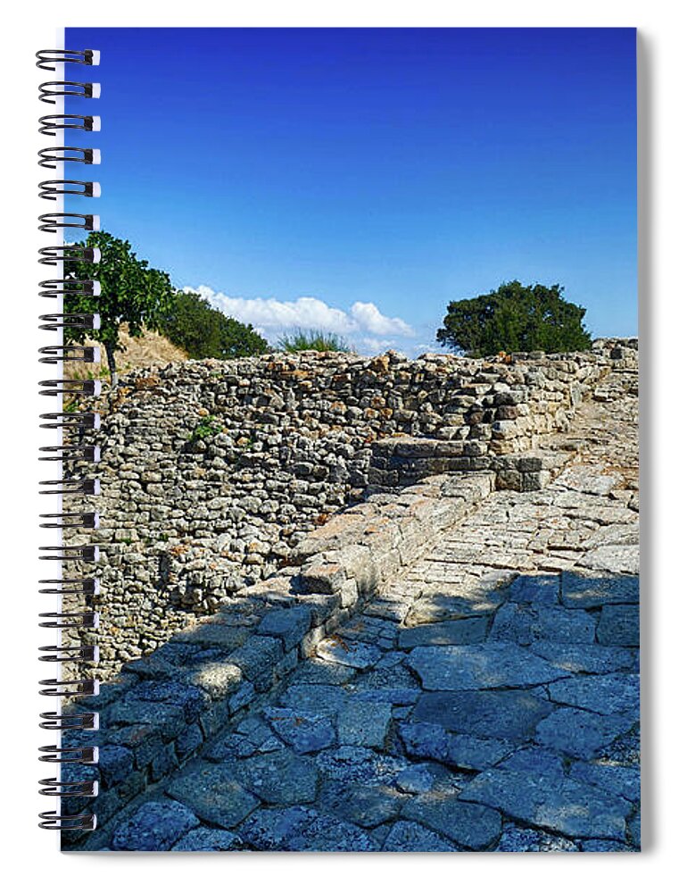 Greek Spiral Notebook featuring the photograph Ramp leading to main city gate of Troy by Steve Estvanik