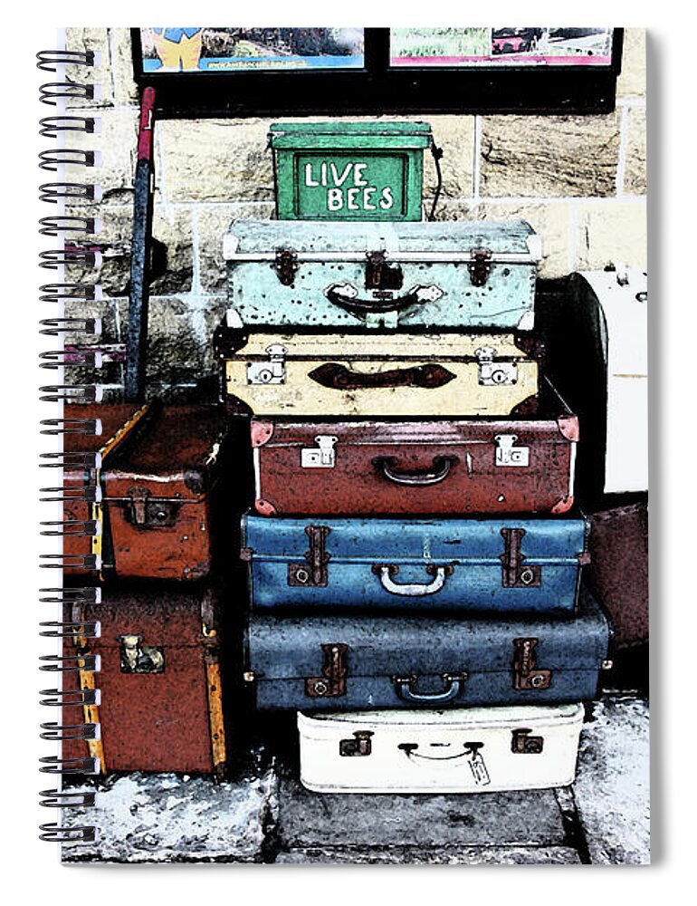 Photography Spiral Notebook featuring the photograph RAMSBOTTOM. ELR Railway suitcases on the platform. by Lachlan Main