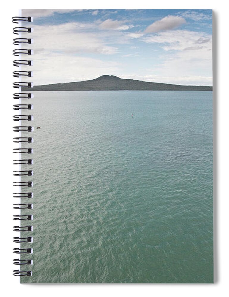 Scenics Spiral Notebook featuring the photograph Rangitoto Volcano And Hauraki Gulf Sea by Sean Lowcay - Www.seanlowcay.com
