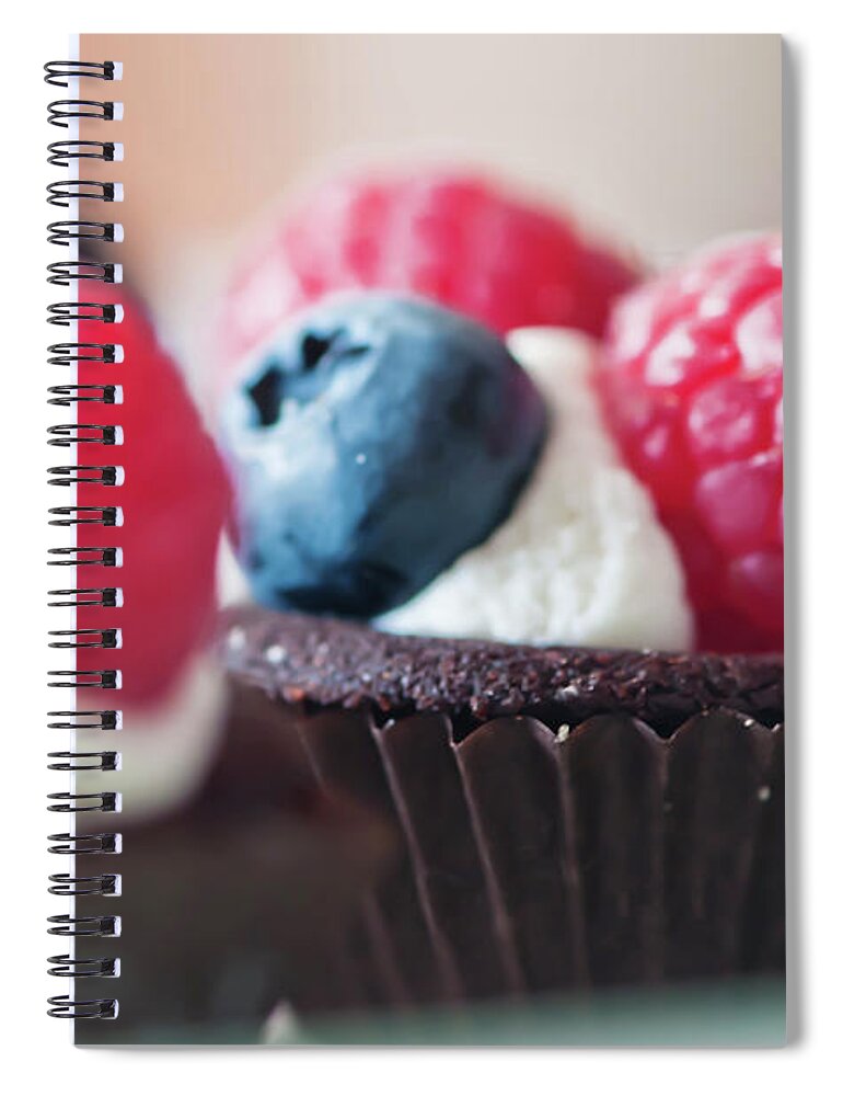 Unhealthy Eating Spiral Notebook featuring the photograph Raspberries And Blueberries by Marta Nardini