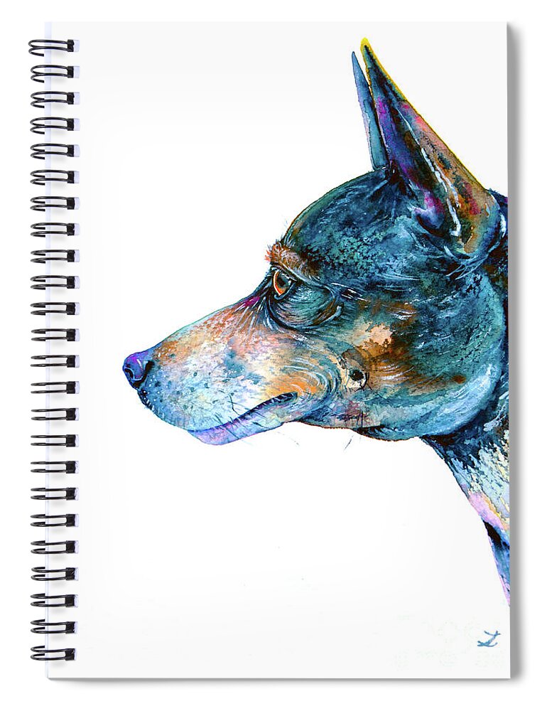 Rat Terrier Spiral Notebook featuring the painting Rat Terrier by Zaira Dzhaubaeva