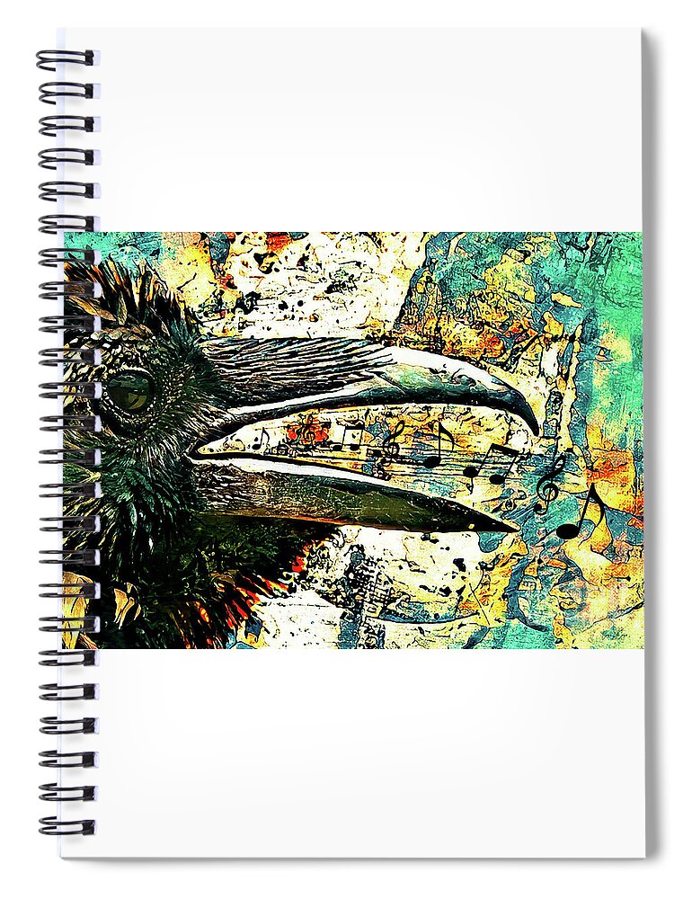 Raven Spiral Notebook featuring the painting Raven's Song by Tina LeCour