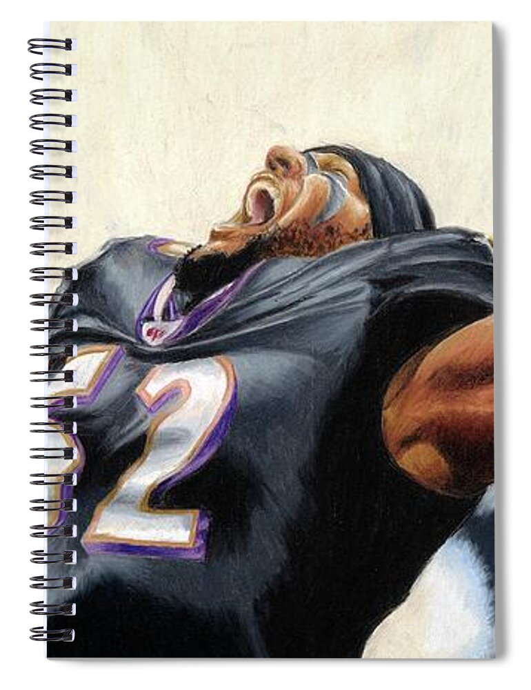 Football Spiral Notebook featuring the drawing Ray Lewis 2 by Philippe Thomas