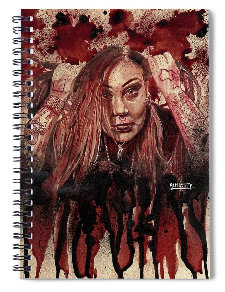 Ryan Almighty Spiral Notebook featuring the painting RAZAKEL port dry blood by Ryan Almighty