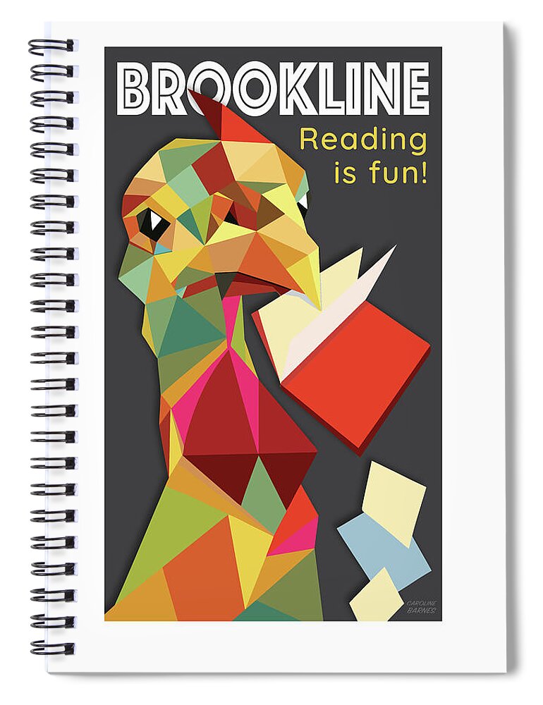 Brookline Spiral Notebook featuring the digital art Reading is fun by Caroline Barnes