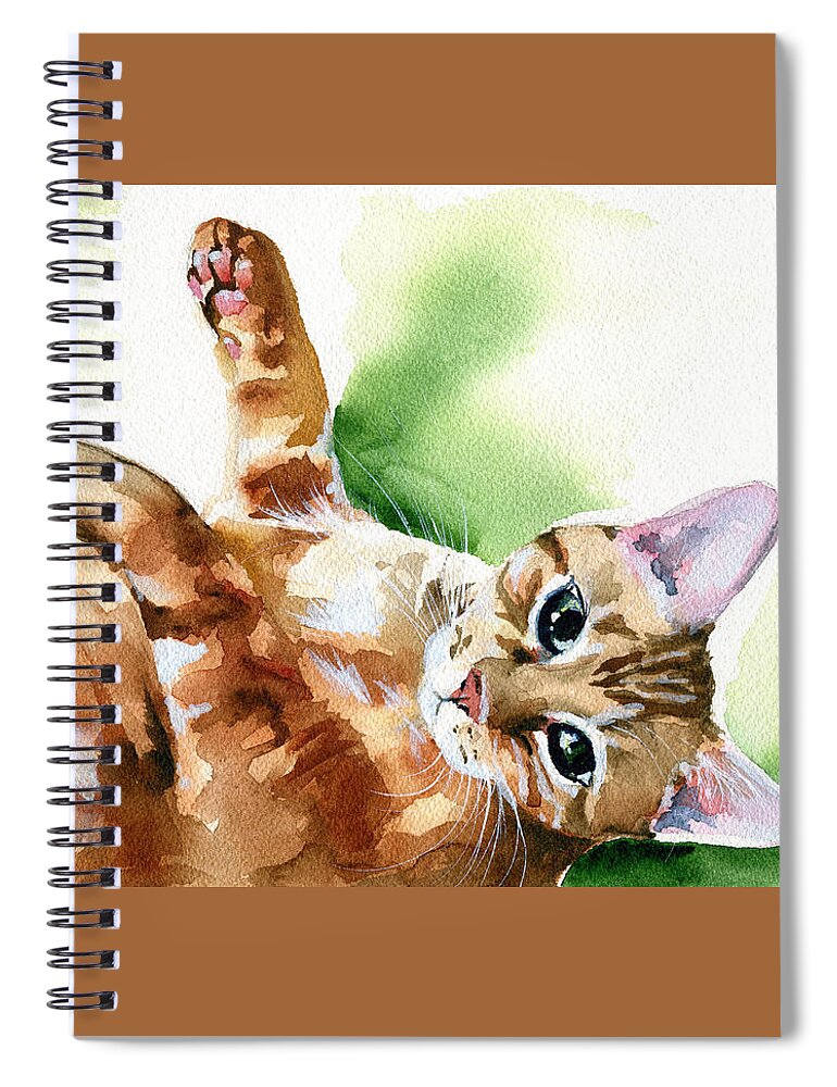 Ready For A Belly Rub Spiral Notebook featuring the painting Ready For A Belly Rub by Dora Hathazi Mendes