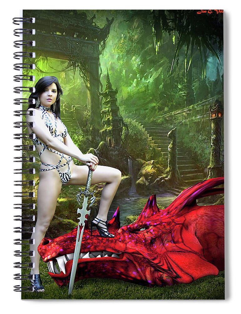 Fantasy Spiral Notebook featuring the photograph Rebel Dragon Slayer by Jon Volden