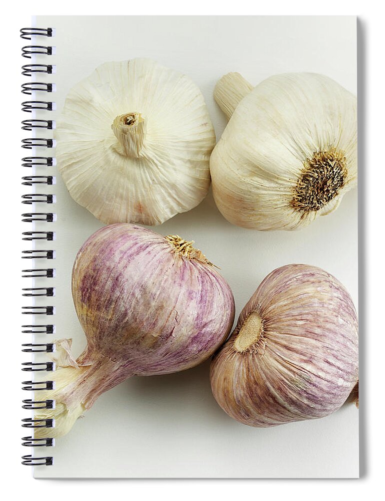 White Background Spiral Notebook featuring the photograph Red And White Garlic by David Bishop Inc.
