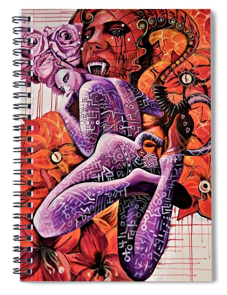 Woman Spiral Notebook featuring the painting Red Dream by Yelena Tylkina