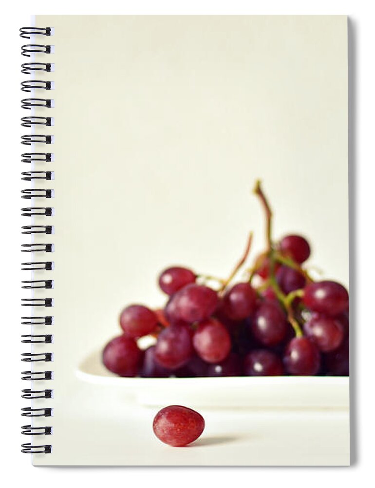 White Background Spiral Notebook featuring the photograph Red Grapes On White Plate by Photo By Ira Heuvelman-dobrolyubova