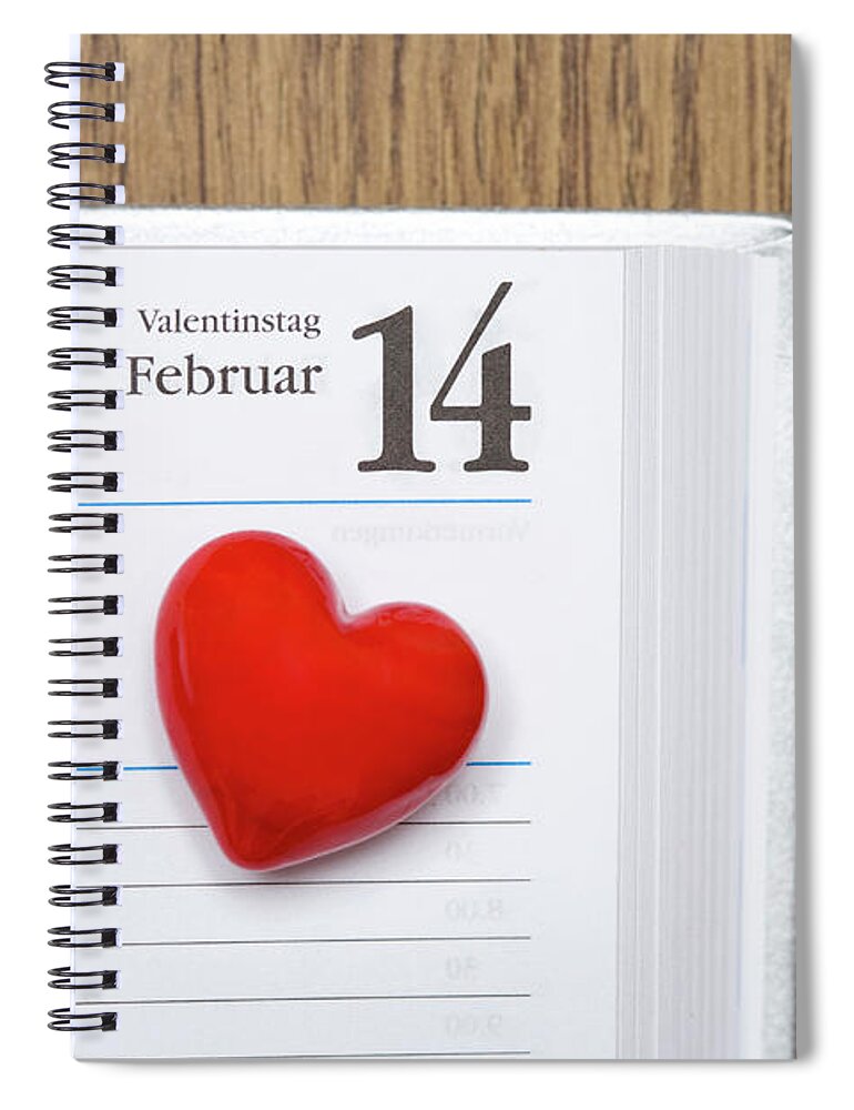Celebration Spiral Notebook featuring the photograph Red Heart Marking Valentines Day In A by Stock4b-rf