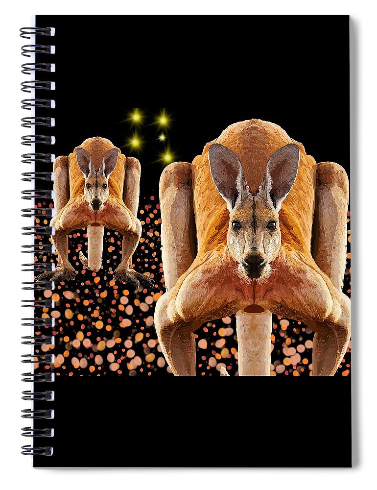 Portrait Spiral Notebook featuring the drawing Red Kangaroos by Joan Stratton