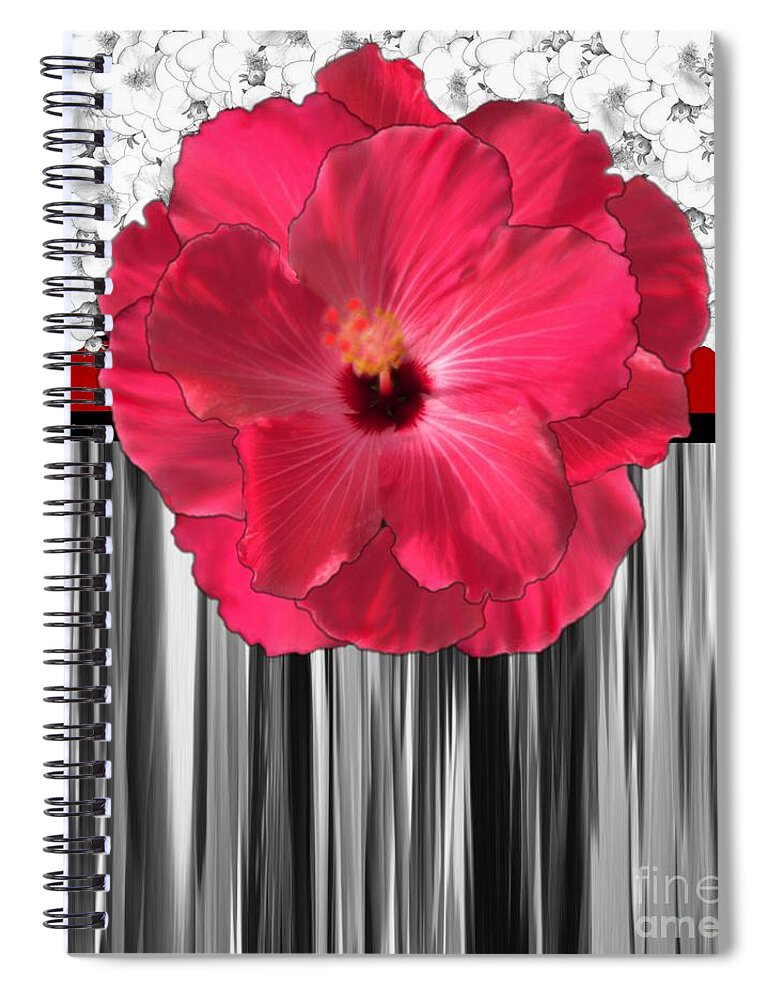 Pink Spiral Notebook featuring the digital art Pink, Lily Motif by Delynn Addams