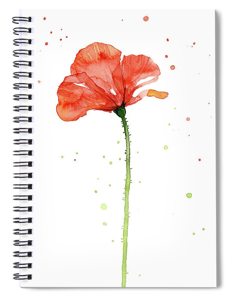 Poppy Spiral Notebook featuring the painting Red Poppy Flower by Olga Shvartsur