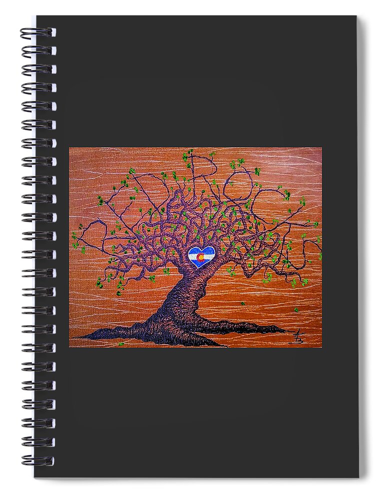 Red Rocks Spiral Notebook featuring the drawing Red Rocks LTA w/ foliage by Aaron Bombalicki