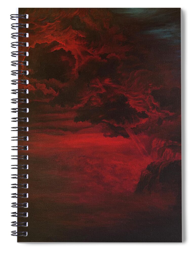 Red Spiral Notebook featuring the painting Red Storm by Tommy Midyette